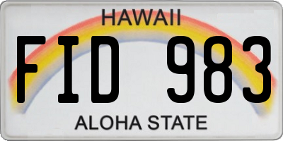 HI license plate FID983