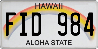 HI license plate FID984