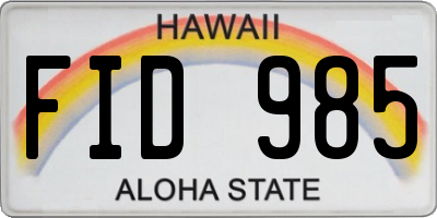 HI license plate FID985