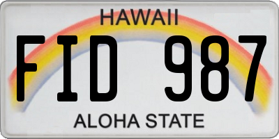 HI license plate FID987