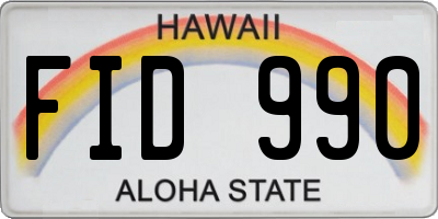 HI license plate FID990