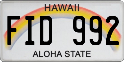 HI license plate FID992