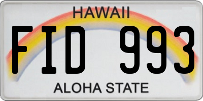 HI license plate FID993