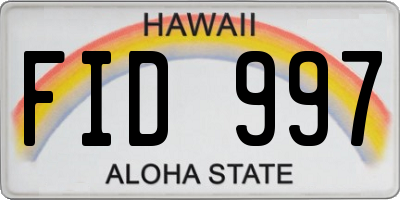HI license plate FID997
