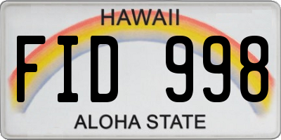 HI license plate FID998