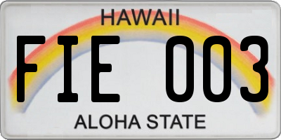 HI license plate FIE003