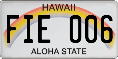 HI license plate FIE006