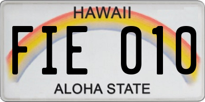 HI license plate FIE010