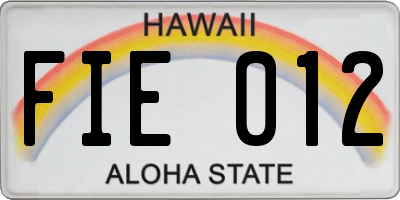 HI license plate FIE012
