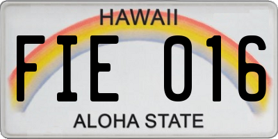 HI license plate FIE016