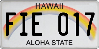 HI license plate FIE017