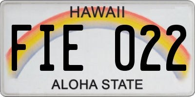 HI license plate FIE022
