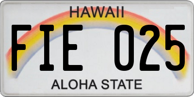 HI license plate FIE025