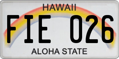 HI license plate FIE026
