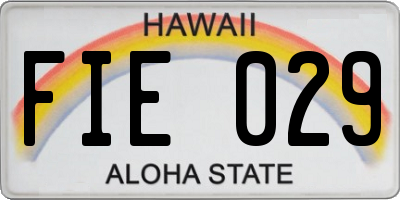 HI license plate FIE029