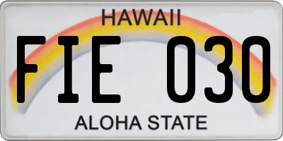 HI license plate FIE030