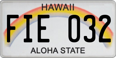 HI license plate FIE032