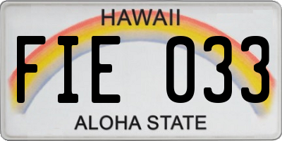 HI license plate FIE033