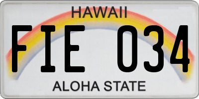 HI license plate FIE034
