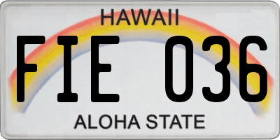 HI license plate FIE036