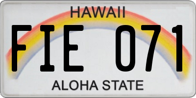 HI license plate FIE071