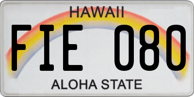 HI license plate FIE080