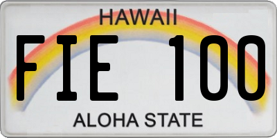 HI license plate FIE100