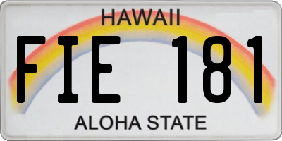 HI license plate FIE181
