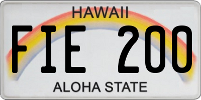 HI license plate FIE200