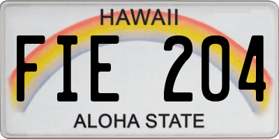 HI license plate FIE204