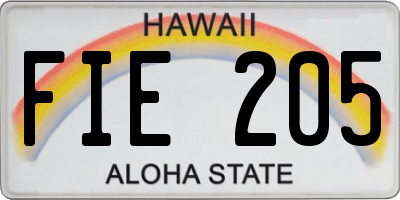 HI license plate FIE205