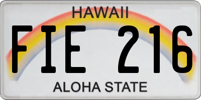 HI license plate FIE216