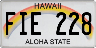HI license plate FIE228