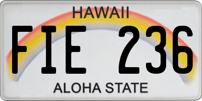HI license plate FIE236
