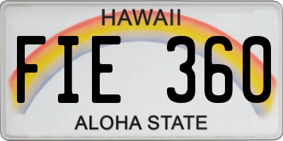 HI license plate FIE360