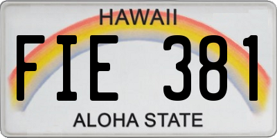 HI license plate FIE381