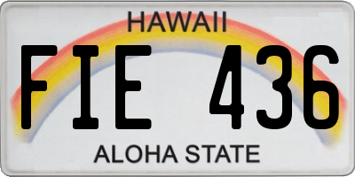 HI license plate FIE436
