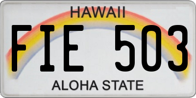 HI license plate FIE503