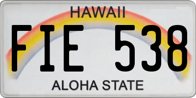 HI license plate FIE538
