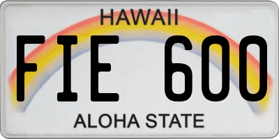 HI license plate FIE600