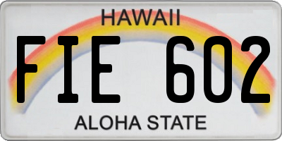 HI license plate FIE602