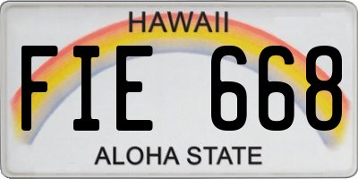HI license plate FIE668