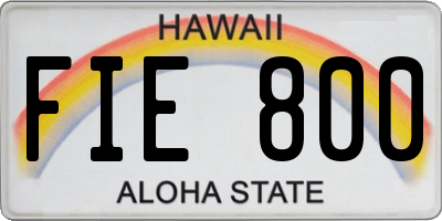 HI license plate FIE800