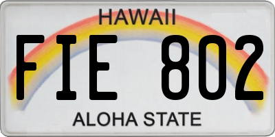 HI license plate FIE802