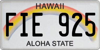 HI license plate FIE925