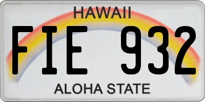 HI license plate FIE932