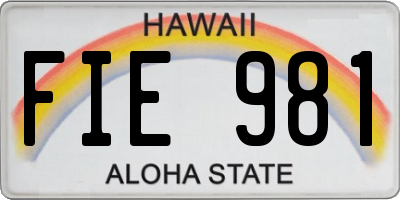 HI license plate FIE981