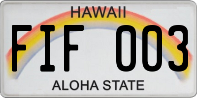 HI license plate FIF003