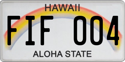 HI license plate FIF004
