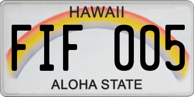 HI license plate FIF005